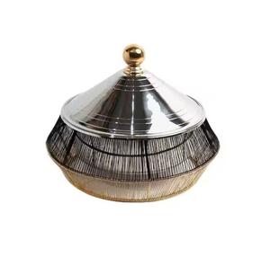 Cazuelas de tapa martillada Hotpot para el hogar de lujo, cuerpo de madera para servir alimentos con incrustaciones de fregona, artesanías, Hotpot de Metal, para comedor elegante - Product Image 4