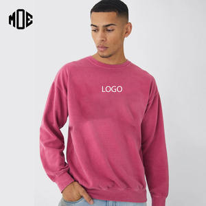 Sweat-shirt à col ras du cou unisexe 100% coton rose délavé à l'acide Sweat-shirt à capuche oversize à épaules tombantes avec pull lavé pour l'hiver - Product Image 1
