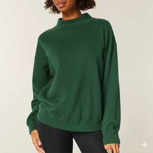 Sweat-shirt oversize à col montant en coton écologique imprimé avec des paillettes de haute qualité OEM pour femmes, lavage à l'acide, décontracté, ample, personnalisé - Product Image 1