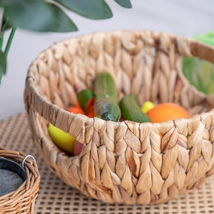 Cesta de almacenamiento de Jacinto redondo de alta calidad, juego de fruteros Tejidos de yute de ratán plegable para uso en la cocina y la lavandería del hogar - Product Image 6