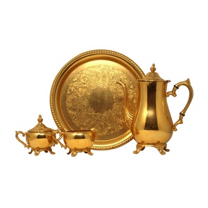 Juego de tetera de diseño moderno, juego de té de café de Metal de cobre para servir vajilla, accesorios de decoración, juego de té de Metal de cobre - Product Image 5