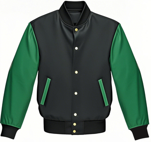 เสื้อแจ็คเก็ตหนังแท้คุณภาพดีมีสไตล์ใหม่สำหรับฤดูหนาวเสื้อทีมมหาวิทยาลัยแจ็กเก็ตเบสบอลสำหรับผู้ชายจัดส่งแบบ DP - Product Image 3