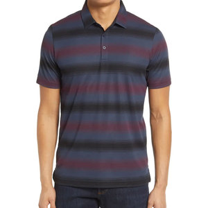 Bespoke Horizontal Striped Pique Cotton <b>Men</b> Streetwear Polo <b>Shirt</b> 220gsm Private Label Sourcing - Product Image 1