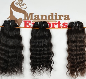 Vente en gros 100% naturel noir couleur indien Remy cheveux faisceaux Machine Double trame ondulé vague d'eau non transformé brut vierge humain - Product Image 3