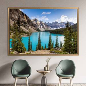Printed Canvas Artwork: Moraine Lake, Alberta Landscape Art,1P:Gold <b>Framed</b> - Product Image 1