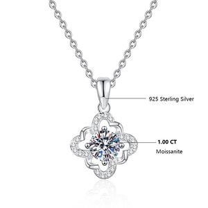 Collier pendentif tendance en argent sterling 925 avec moissanite ronde taille brillant VVS1, motif trèfle floral, pour femme - Product Image 6