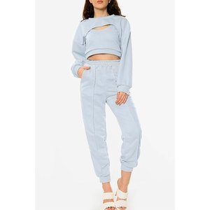 Conjunto de Sudadera con Capucha y Pantalones de Algodón 100% para Mujer, Talla Grande, Transpirable, Personalizado, Grueso, para Invierno - Product Image 2