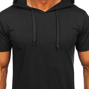 High Quality Custom Logo Wholesale Mens <b>T</b>-<b>Shirt</b> Short Sleeve Hoodie Soft Cotton Pocket Hip Hop Hoodie - Product Image 6
