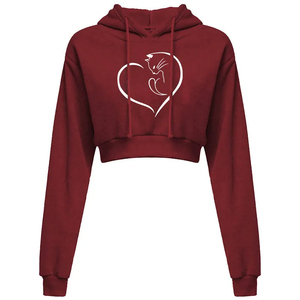 Sudadera con capucha recortada con tinte de corbata tejida de invierno de alta calidad OEM para mujer con logotipo frontal estampado de letras cálidas ajuste holgado - Product Image 3