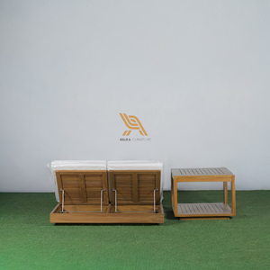 Design minimaliste piscine chaise longue jardin Villa teck bois cadre matériel tous temps tissu imperméable pour la décoration de parc - Product Image 5