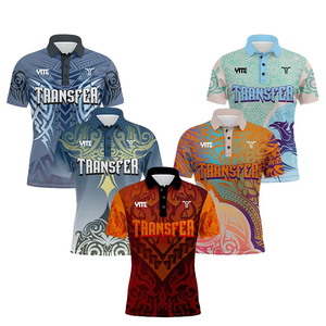 Athleisure Sports Shirt Sublimación Imprimir Rayas coloridas Golf Polos Camisas Casual unisex Traje Camiseta DE TRABAJO - Product Image 1