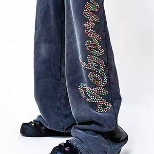 Pantalones de chándal de diamantes de imitación para hombre de calidad profesional a precio barato y venta al por mayor - Product Image 5