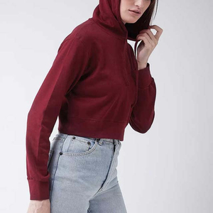 Sweat à capuche court personnalisé pour femmes respirant Crop Top Hoodies de haute qualité à prix abordable pull sweat crop top à capuche - Product Image 2