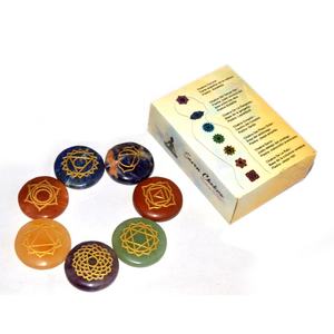 Ensemble de pierres précieuses gravées de 7 chakras, pierre de poche polie Reiki, équilibre de guérison de la vie, cristal de 7 chakras, vente en gros - Product Image 4