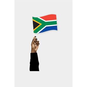 Drapeau de l'Afrique du Sud à tenir à la main 3x5 pieds en satin, nylon, polyester, vinyle, soie, avec impression numérique pour l'assurance automobile - Product Image 1