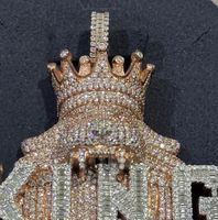 Pendentif personnalisé en argent glacé avec nom, style hip-hop pour homme, en laiton, serti de diamants Moissanite VVS (testeur inclus), style classique, étincelant