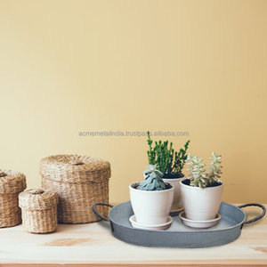 Lot de 3 plateaux en métal galvanisé avec poignée Plateaux de cuisine en acier de taille personnalisée pour la maison et l'hôtel directement de l'Inde - Product Image 6