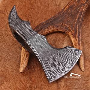 Cabeza de hacha de acero de Damasco para exteriores, hoja de hacha de supervivencia y Camping, cabeza de hacha vikinga de acero de Damasco con mango de madera, logotipo personalizado - Product Image 5