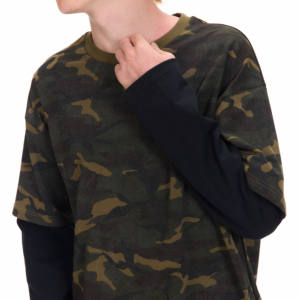 Factory cheap price Men's Cotton Heavyweight Camo T-<b>Shirt</b> Custom Double-Layer Long Sleeve Streetwear Oversized T-<b>shirt</b> for men - Product Image 4
