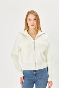 Abrigo Corto Casual para Mujer, Tejido de Punto con Cierre, Cómodo para Uso Diario, con Capucha, Elegante y Confortable - Product Image 2