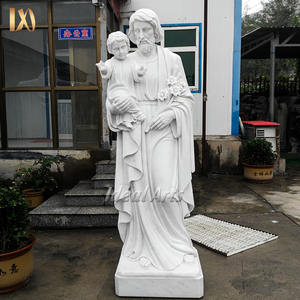 Statue de la Vierge Marie et de l'Enfant Jésus en marbre blanc sculptée à la main Sculpture catholique religieuse pour le jardin de l'église ou la <span class=keywords><strong>d</strong></span>écoration intérieure - Product Image 6