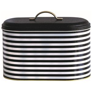 178x338x200mm Caja de pan de metal con patrón de línea blanca y negra con asa 9.8L Almacenamiento y contenedor de alimentos - Product Image 2