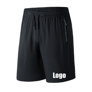 Shorts de gymnastique pour hommes avec logo personnalisé de haute qualité vente en gros de shorts de basket-ball en coton avec logo de broderie à fermeture éclair élastique mi-taille solide - Product Image 6