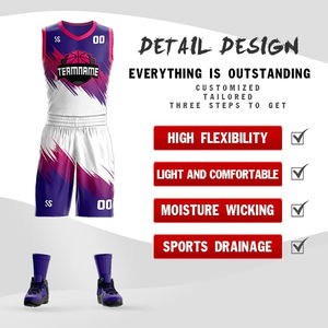 Uniforme de baloncesto hecho en poliéster 100%, ropa deportiva, nombre y logotipo del equipo personalizado, uniforme de baloncesto - Product Image 2