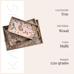 Ensemble de 3 plateaux de service en bois de luxe avec colibris, vaisselle décorative, vente en gros au meilleur prix - Product Image 5