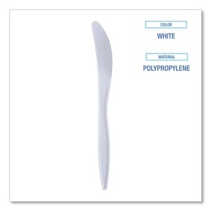 Boardwalk Mediumweight <b>Wrapped</b> Polypropylene Cutlery Knives Disposable 1000/Carton White for Parties - Product Image 6