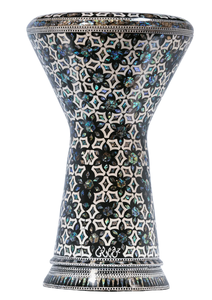 Auténtica Darbuka Gawharet El Fan Black Diamond Lattice Sombaty de 23 cm, Pearl Doumbek - Product Image 6
