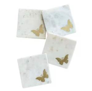 Best Selling <b>Wood</b> Marble <b>Tea</b> Coaster <b>Set</b> of 4 Piece Marble Coaster <b>Set</b> for Home Hotel and Restaurant Tableware Tabletop used - Product Image 4