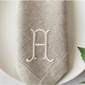 Serviettes de table en lin personnalisées | Serviettes de thé brodées monogramme personnalisées pour mariages et restaurants - Product Image 6