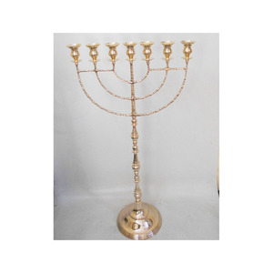 Hot Arrival Hot Selling Candle Holder Menorah 7 <b>Branch</b> Tableware Living Room Decoration Menorah Hanukkah Gold Color in Bulk - Product Image 3
