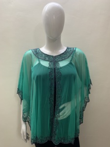 เสื้อทีเชิ๊ตผู้หญิงแบบลูกปัดทำมือสำหรับงานราตรีสุดหรูเสื้อเชิ๊ตเสื้อเชิ๊ตเสื้อเชิ๊ตเสื้อเชิ๊ตผ้าคลุมปอนโชผ้าตาข่ายนุ่มฟรีไซส์ใส่ทำงานชายหาดตอนเย็น - Product Image 6