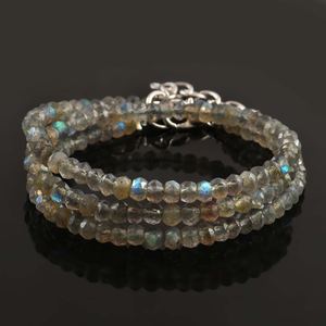 Collier en argent sterling avec perles facettées de labradorite naturelle, rondelles bleues chatoyantes, 17 pouces, bijoux en pierres précieuses faits à la main pour enfants - Product Image 4