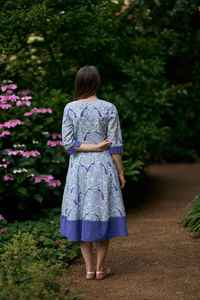 Hand Block Printed Panelled Dress Floral Boho Calf Length Cotton Dress Casual Occasional - Product Image 5