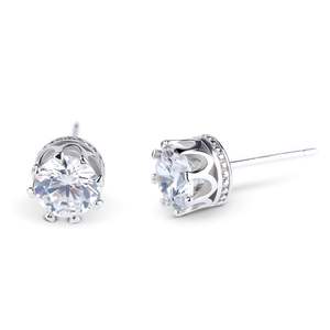Jeulia Classic Crown Sterling <b>Silver</b> <b>Stud</b> Earrings with Diamond and Zircon - Product Image 2
