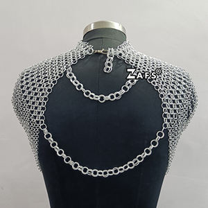 Hecho a mano tradicional Medieval Chainmail Collar Cosplay disfraz aluminio Butted Ring Top pulido Renaissance Fair Armor - Product Image 3