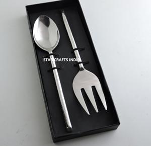Outils de service de cuisine Couverts Cuillère et fourchette en acier inoxydable doré Serveurs à salade - Product Image 6