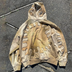 Vente en gros Fabricant de sweats à capuche brodés en coton personnalisé sans ficelle et sans patch, sweat à capuche streetwear vintage lavé à l'acide pour hommes - Product Image 2