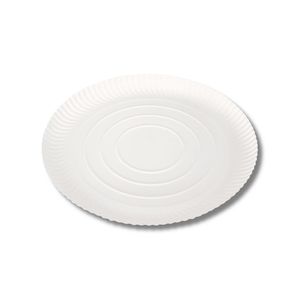 Plato de Papel Desechable Blanco Ecológico, Biodegradable y Reciclable, Hecho en Italia, Personalizable, con Recubrimiento de Grado Alimenticio para Uso Comercial, para Pizza - Product Image 1