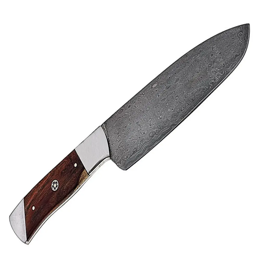 מותאם אישית באיכות גבוהה בעבודת יד 1095 & 15N20 דמשק פחמן פלדת מטבח שף סכין, Rosewood ידית עם עור