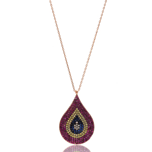Pendentif à breloque en pierre Zircon Design Eye Drop Turc Fabriqué à la main en gros Bijoux en argent sterling 925 - Product Image 1