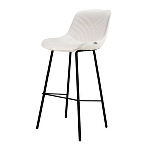 Taburete de Bar Contemporáneo Tapizado en Cuero Nappa con Patas de Acero con Recubrimiento en Polvo GAK69H, Silla Alta de Bar, Material PU - Product Image 2