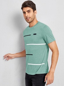 Camiseta de manga corta transpirable de alta calidad para hombre, cuello redondo, algodón, poliéster, último diseño, tela de punto - Product Image 2