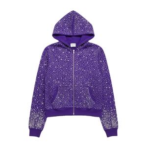 เสื้อฮู้ดดี้โอเวอร์ไซส์ใหม่เอี่ยม สกรีนโลโก้ได้ พรีเมียม ผ้าคอตตอนผสม 100% สำหรับฤดูหนาว ประดับคริสตัลทั่วตัว ใส่ได้ทั้งชายและหญิง - Product Image 1