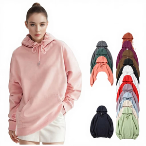 เสื้อฮู้ดโอเวอร์ไซส์ ผ้าฝ้ายฟลีซ 100% สีพื้น กระเป๋าจิงโจ้ มีเชือกผูก ยูนิเซ็กส์ สวมใส่สบายๆ สำหรับฤดูใบไม้ร่วง - Product Image 4