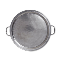 Plat de service moderne en aluminium écologique avec poignées, finition gris étain élégante, pour la maison, l'hôtel et le restaurant (vente en gros)