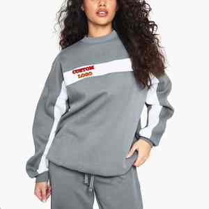 Sudadera de mujer de gran tamaño OEM, jersey de cuello redondo, 100% algodón, respetuoso con el medio ambiente, estilo Hip Hop a la moda, posición frontal personalizada - Product Image 1